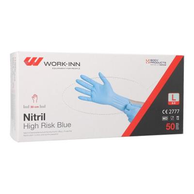 50 `WORK-INN` Handschuhe Nitril puderfrei `High Risk` blau Größe: L