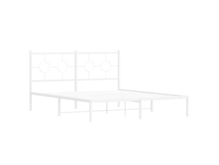 KTHLBRH Bettgestell mit Kopfteil Metall weiß 150 x 200 cm Bettgestell aus Stahl, Lattenrost inklusive, Unterbettabstand 26 cm, einfache Montage