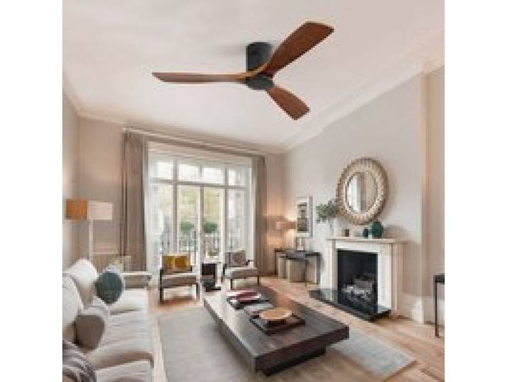 Ventilateur de plafond 132 cm télécommande silencieux réversible bois et métal noir