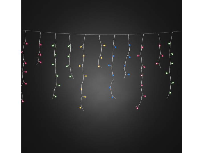 Konstsmide - Rideau de lumière LED pluie glacée\, avec globes multicolores\, 400 diodes multicolores\, transfo extérieur 24V\, câble transparent ; 3673-503