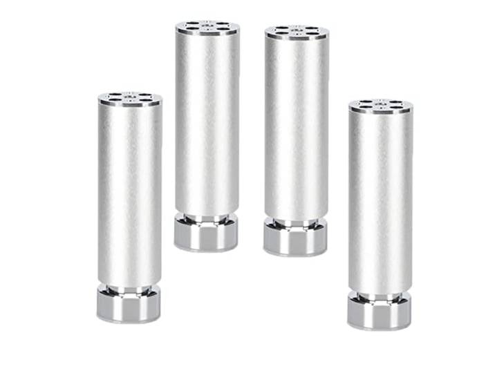 SXRegalium 4X Runde Möbelfüße aus Aluminiumlegierung, silberfarben, mit Befestigungsschrauben, verstellbare Tischbeine für Sofas, Sideboards und Sofas (3,93 Zoll/10 cm)