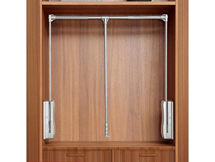 GXUYN Kleiderlift Dropdown-Kleiderschrank Hängende Schiene Kleiderschrank-Lifter Lagerregal, sparen Sie Platz, Laden Sie 30 kg,Grau,83x115 cm(32.6x45.2in)