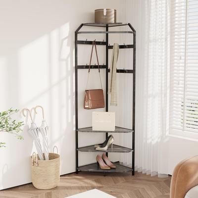 Yun Corner Coat Rack With 6 Double Hooks