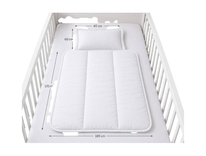 Kinderbettdecke + Kopfkissen Steppbett 135 x 100 cm / 40 x 60 cm Uni , weiss (weiß), Füllung:, Microfiber 85gr/m², Holfaser 350gr/m², Bettwaren-Sets, Kinderbettdecke + Kopfkissen