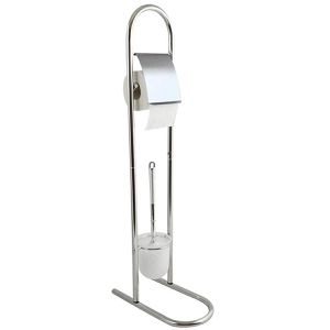 MSV WC-Garnitur Stand WC-Bürste, 140383, Metall verchromt & Kunststoff weiß