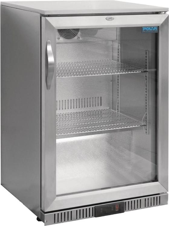 Edelstahl Barkühlschrank 138 Liter - abschließbar, Umluftkühlung & LED-Innenbeleuchtung