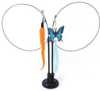 Inspired Living PurrPlay Suction Cup Cat Wand Toy With Feather Mouse Teaser & Bell 3