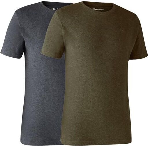 Deerhunter Mens Basic 2-pack T-Shirt, Adventure Green Melange XXL