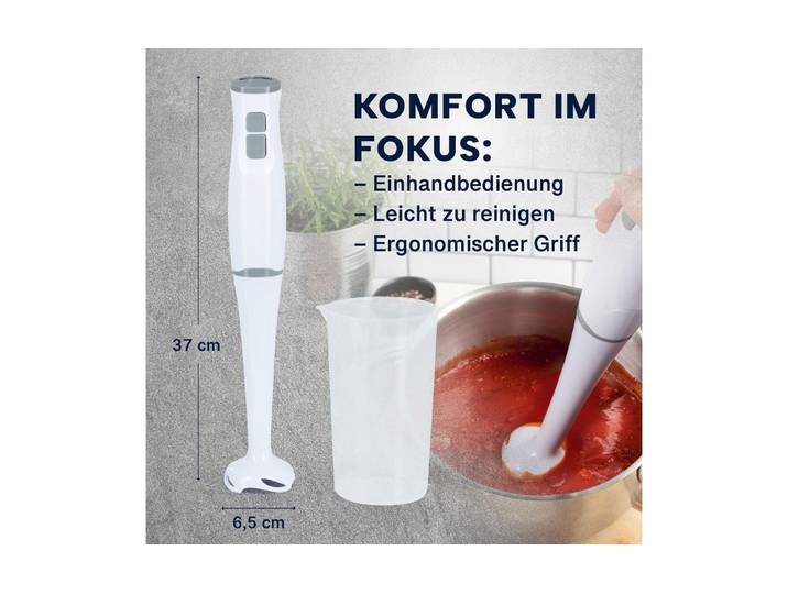GOURMETMAXX Stabmixer 13767 Weiss , weiss (weiß), B:6cm H:37cm T:35cm, Mixer, Kraftvoller Stabmixer, Stabmixer