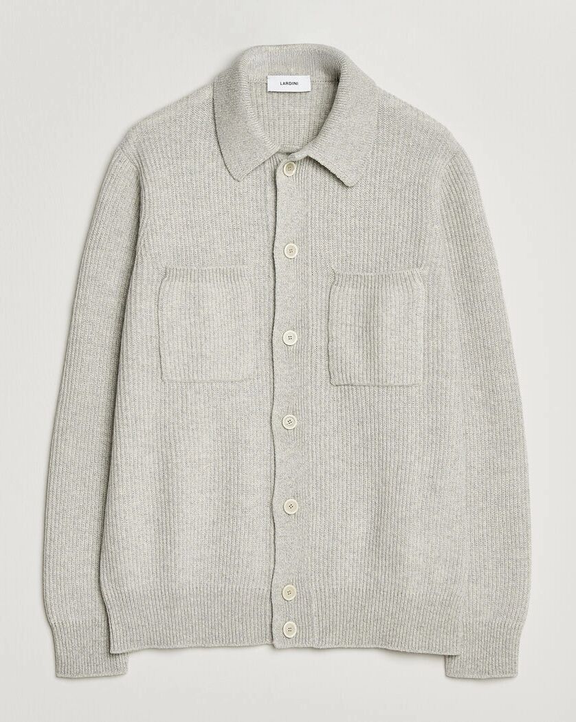 Lardini Heavy Knitted Cardigan Light Grey