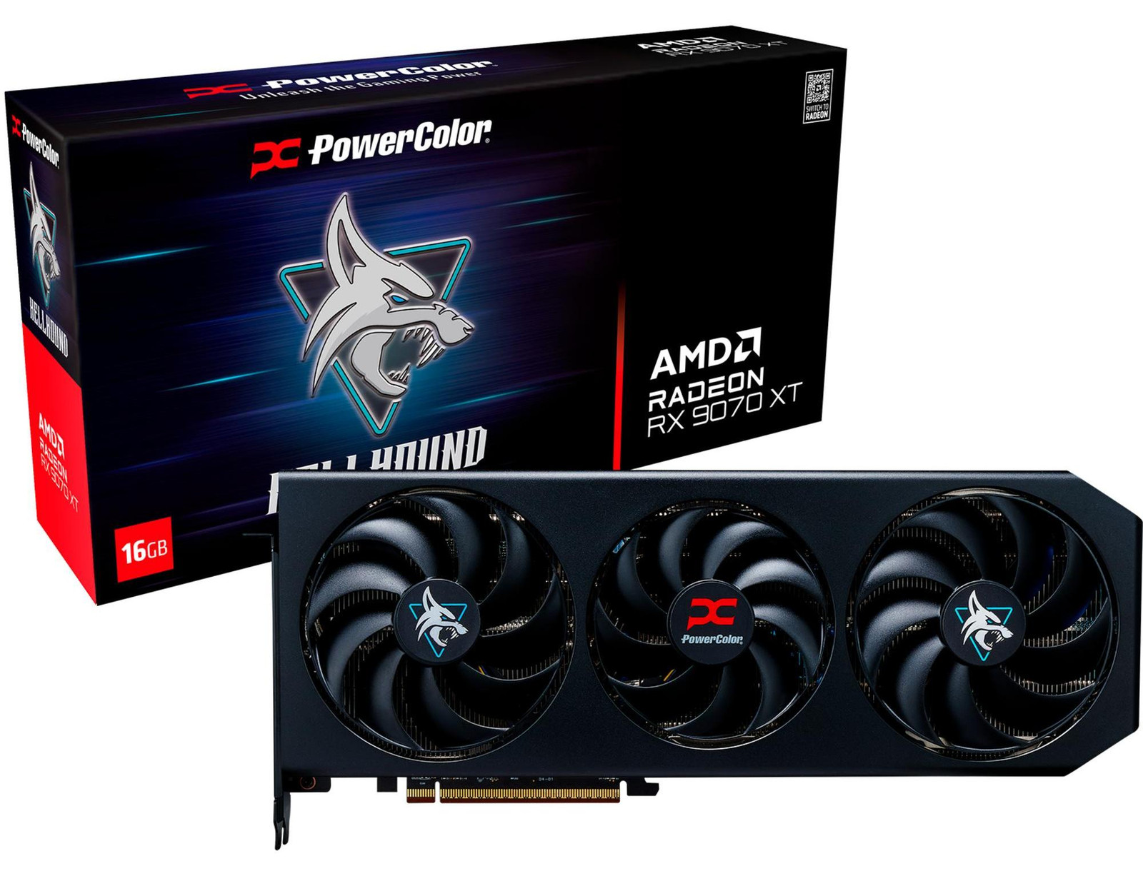 PowerColor Hellhound RX9070XT 16G-L/OC videokaart