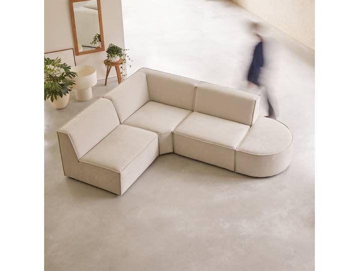 Modul-Ecksofa aus beigefarbenem Stoff, 4–5 Sitzplätze Dario - Beige - Fabric