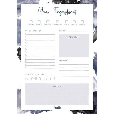 Teachly Tagesplaner A4, undatiert, 50 Blatt, Blau