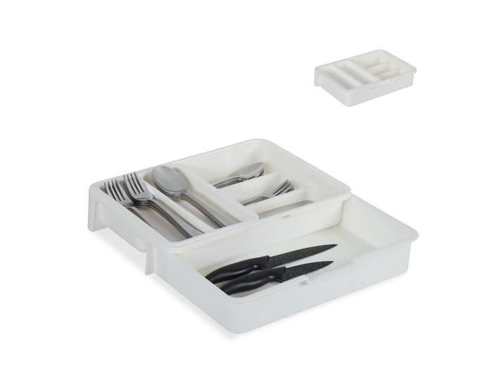 Ausziehbarer Besteckkasten Weiss