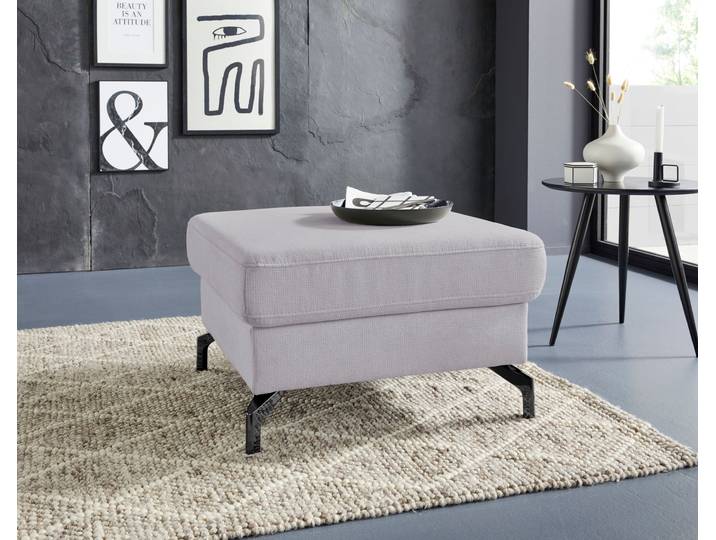 Hocker SIT & MORE Percy , silber, B:72cm H:43cm T:72cm, Hocker, Hocker, Fusshöhe 12 cm, wahlweise mit unterschiedlichen Fussfarben