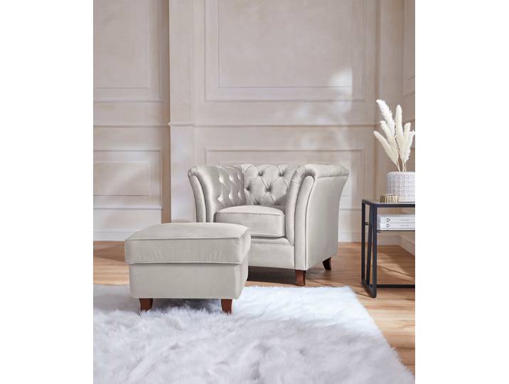 Chesterfield-Sessel HOME AFFAIRE Reims Cocktailsessel, Sessel , grau (hellgrau), B:98cm H:76cm T:88cm, Samtoptik (100% Polyester), Sessel, mit echter Chesterfield-Knopfheftung, hochwertige Verarbeitung