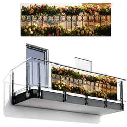 BALKON-SICHTSCHUTZ Blumen - Zaun - Stadtbild - Sommer Balkon Deko 300x110 cm