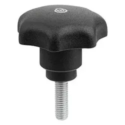 STERNGRIFF MIT SICHERHEITSFUNKTION GR.1 D=M04X15 D1=32, THERMOPLAST SCHWARZ RAL9005, KOMP:STAHL