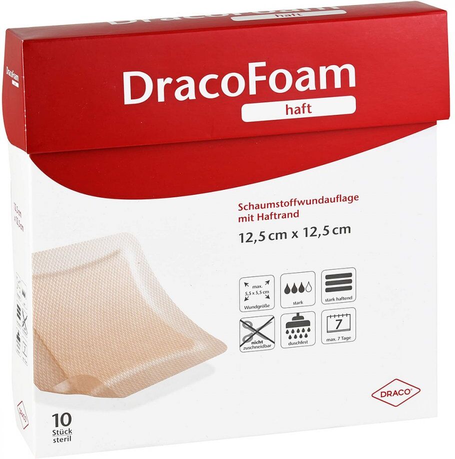 Dracofoam Haft Schaumstoff Wundauflage 12,5x12,5 cm