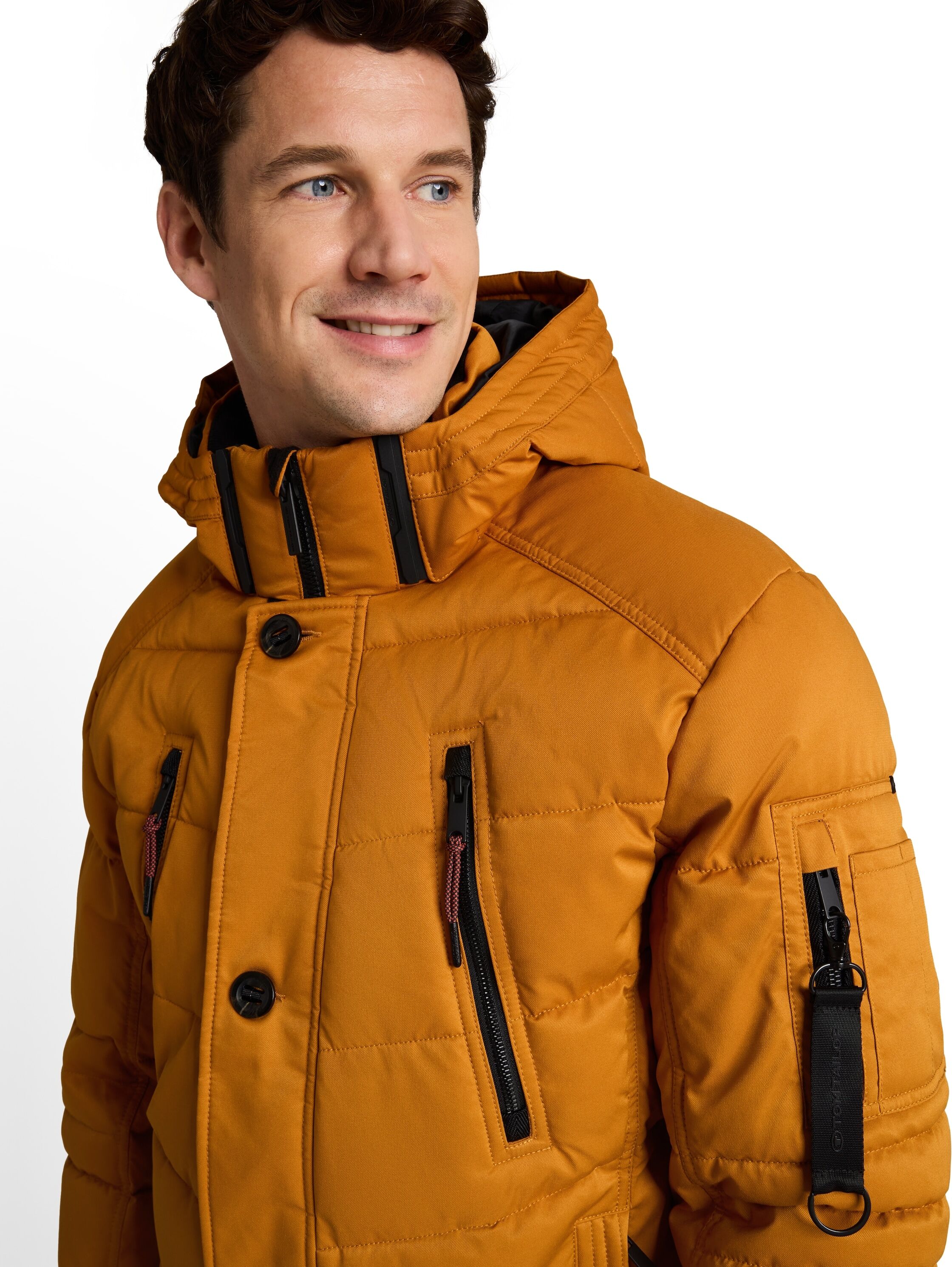 Steppjacke TOM TAILOR, Herren, Gr. XXL, gelb (peanut butter braun), Web, Obermaterial: 100% Polyester. Futter: 100% Polyester, regular fit taillenbedeckt, elastischer Bund, Jacken Steppjacke, mit Kapuze peanut butter braun XXL