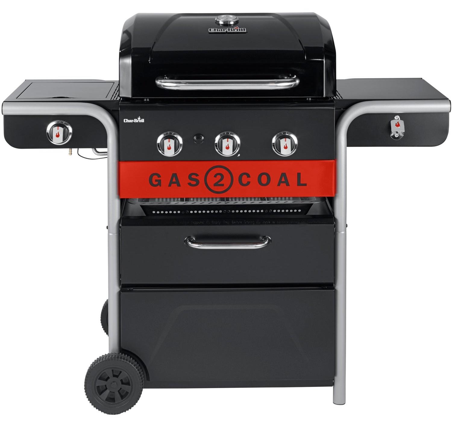 Char-Broil Gas2Coal 2.0 3B, 13600 W, Grill, Holzkohle + Erdgas, MADE2MATCH, Wagen, Feuerrost