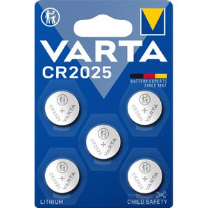 Varta Knopfzelle CR2025, 160 mAh, Lithium, 5 Stück