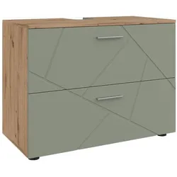 Vicco, Waschbeckenunterschrank, Waschbeckenunterschrank Irma, Salbeigrün/Artisan, 80 x 58.6 cm mit Schubladen (80 x 41 x 58.60 cm)