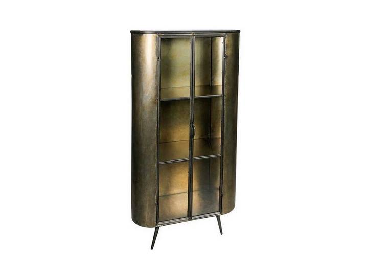 daslagerhaus living Vitrine Metallvitrine 'Space' bronze antik h 161 cm