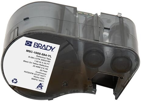 Brady M5C-1000-584-YL etiquetas de plástico preto sobre amarelo 25,4 mm x 6,1 m