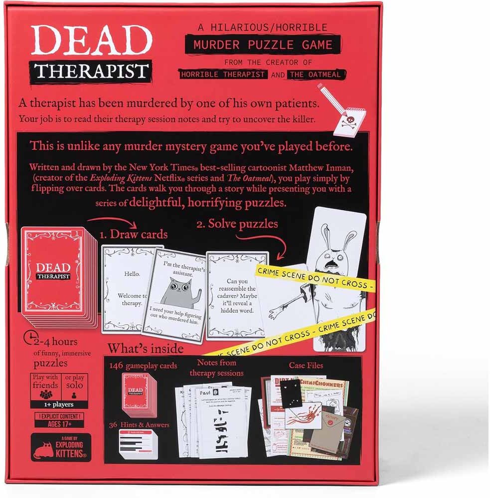 Dead Therapist 9000 Board Game by Exploding Kittens, Compact Box, 23 × 17.8 × 7.8 cm