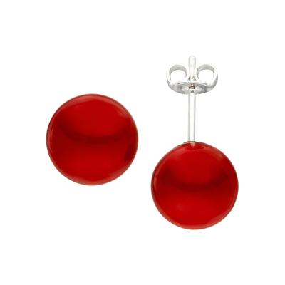 Perlenohrringe JOBO, rot, Ohrringe, Damen, 10mm, Perlen Silber 925 (Sterlingsilber), Perlen, Silber 925 (Sterlingsilber), 925 Silber mit Muschelkern-Perlen