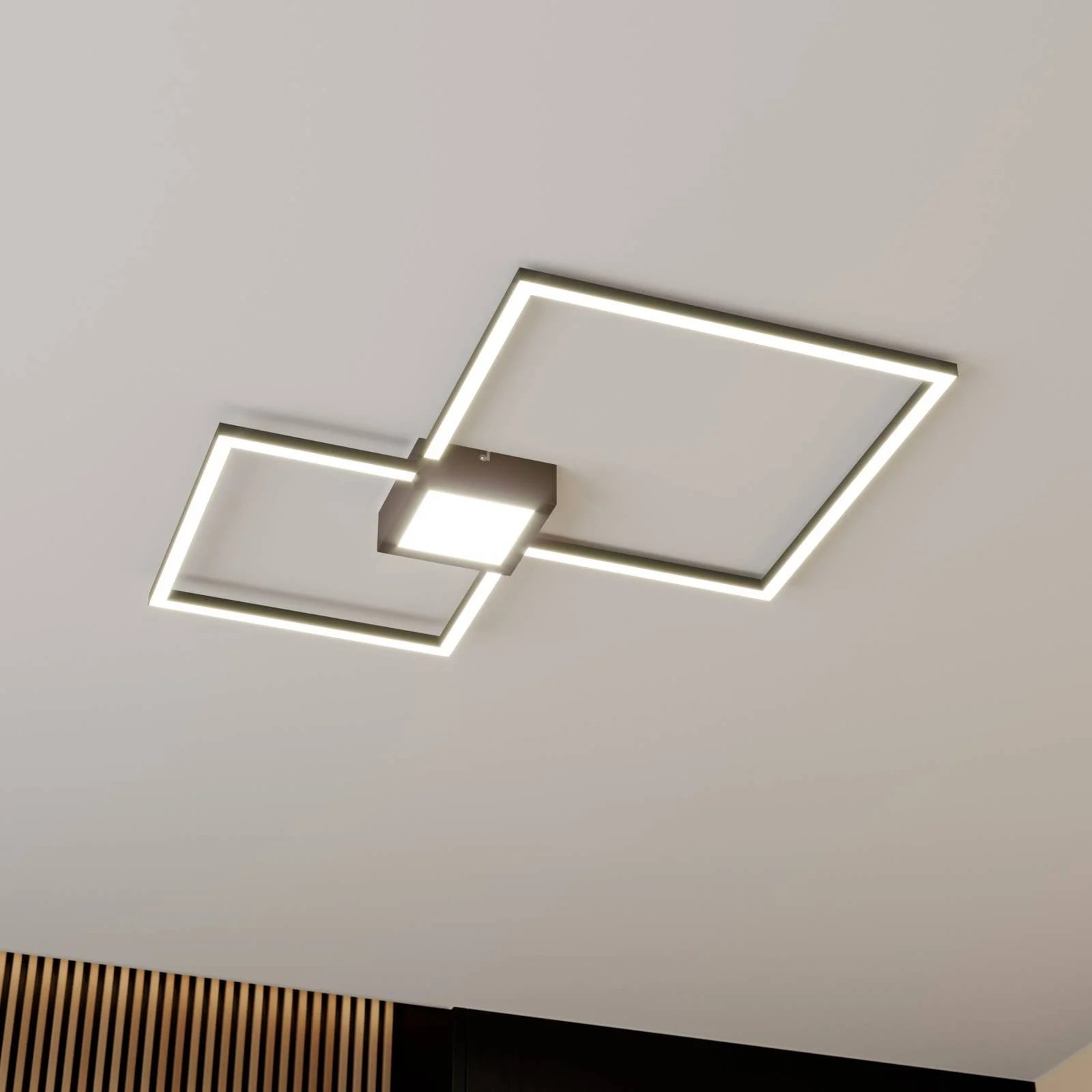 Lindby Duetto LED-plafondlamp, modern, zwart, dimbaar