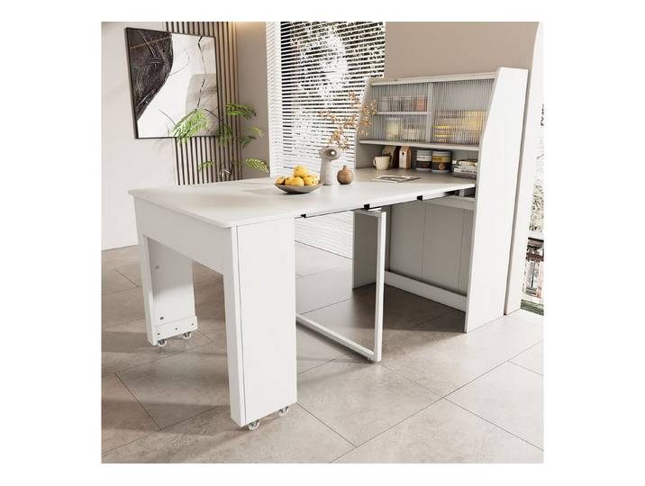 KLAM HOME Esstisch Ausziehbarer 52–132,5 cm großer Küchentisch mit Stauraum-Sideboard (1 Multifunktionaler klappbarer Esstisch), Klappbarer Esstisch Couchtisch multifunktionaler Esstisch