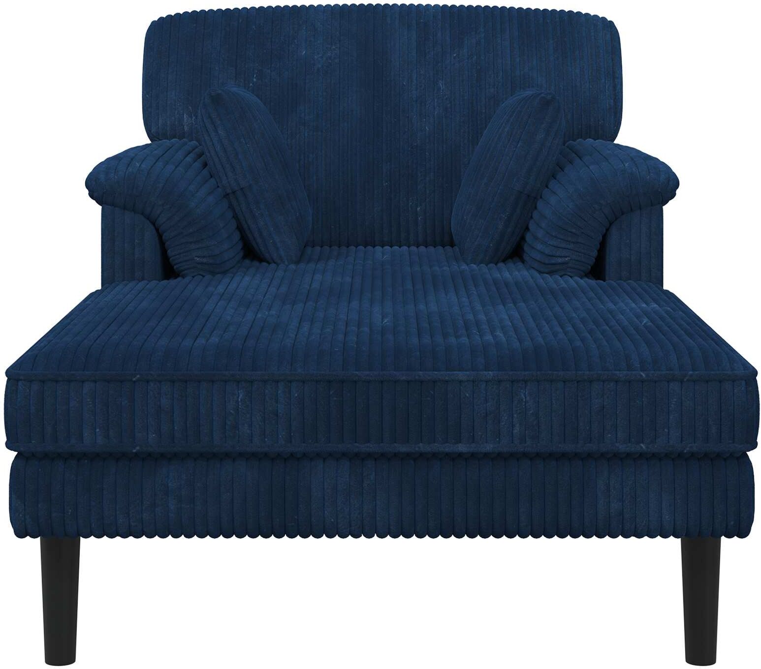 vidaXL Méridienne Bleu marine Tissu en velours côtelé