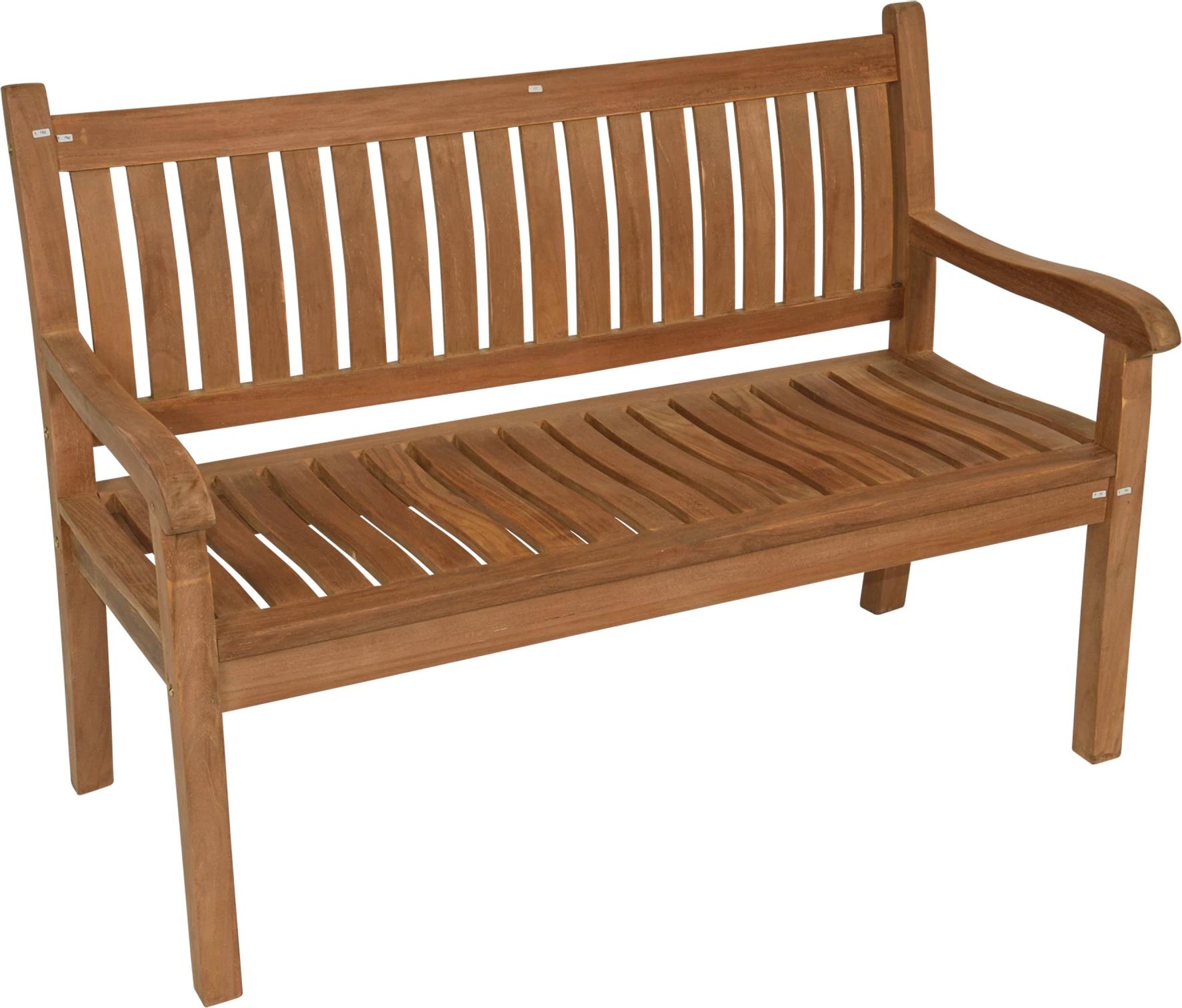 Teakholzbank - 130x65x92 cm - Gebogene Rückenlehne - Ergonomisch
