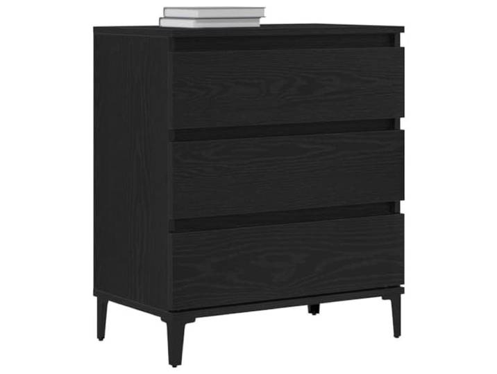 KTHLBRH Sideboard Eiche schwarz 60 x 35 x 70 cm Holz mehrschichtig Mattes Finish, Anti-Fingerabdruck, großer Stauraum mit Schublade, minimalistisches Design, konische Beine der 50er Jahre