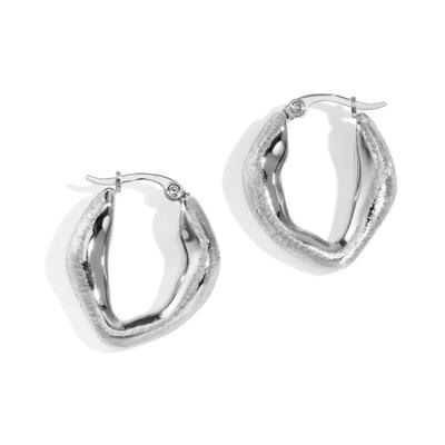 Paar Creolen ADELIA´S "Ohrringe Creolen mit strukturierter Oberfläche aus Edelstahl", Damen, Gr. Damen, silber (silberfarben), Ohrringe, Trendig wirkender Modeschmuck mit strukturierter Oberfläche