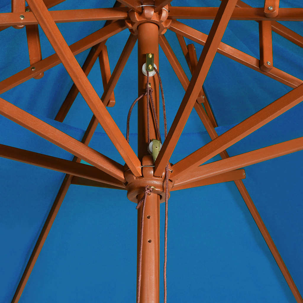vidaXL Parasol à deux étages avec mât en bois bleu 270 cm