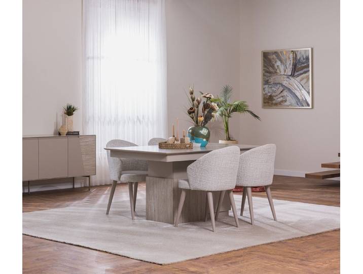 Xlmoebel Essgruppe Esszimmer-Set Harmonie von XLMOEBEL in heller Holzoptik, (Esszimmer-Set, 7-tlg., Für 6 Personen), Made in Europa