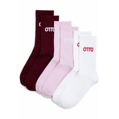 Tennissocken OTTO PRODUCTS "OTTO", Damen, Gr. 39-42, rot (weiß, rot, rosa), Baumwollmischung, bestickt, Socken Tennissocken, Unisex, sportlicher Stil, mit Stickerei, das Otto Original