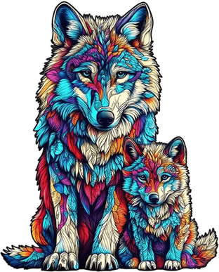 Inspire Essentials Wooden Animal Jigsaw Puzzle Unique Dog Puzzle Gift For Adults And Kids wolves a5