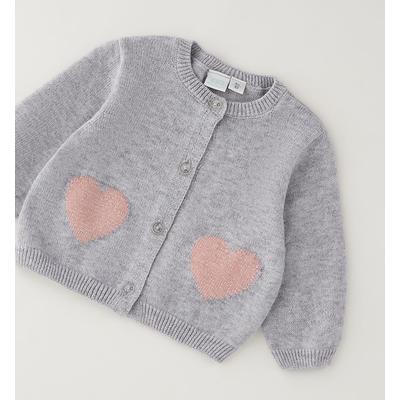 Cardigan IDO "BABY GIRL KNITWEAR", Mädchen, Gr. 96, grau (melange grau), 80% Baumwolle, 20% Wolle, Strickjacken