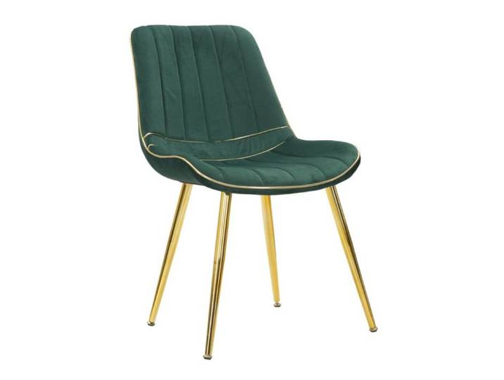 Chaise Paris verte et or en tissu avec pieds dorés – lot de 2 - Réf. VK8681847488354