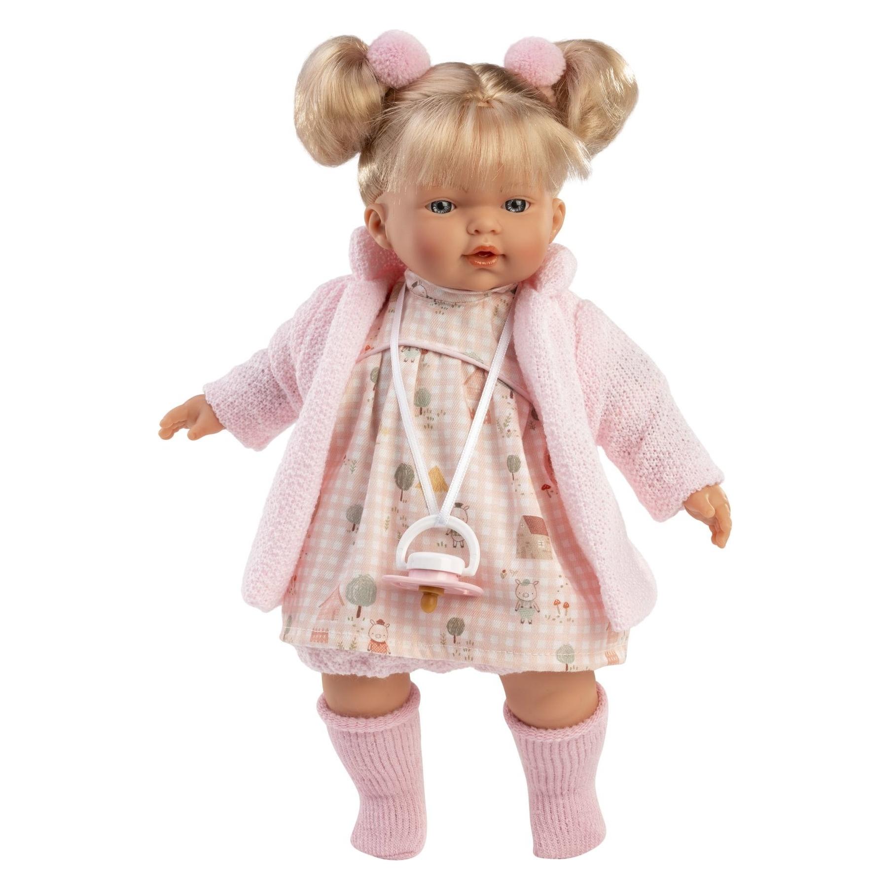 Llorens 33168 ROBERTA - realistische Puppe mit Geräuschen und weichem Stoffkörper - 33 cm (4-33168)