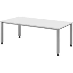 bümö manuell höhenverstellbarer Schreibtisch 200x100 cm in weiß - PC Tisch höhenverstellbar & groß, höhenverstellbarer Tisch Büro, großer