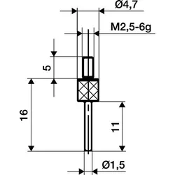 KÄFER Messeins.D.1,5mm L.11mm Stift M2,5 HM z.Messuhren - 62013