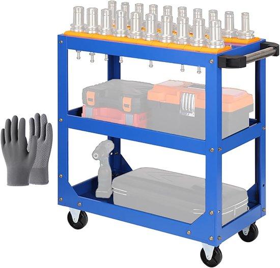 Famanu Werkstattwagen 3 Lagen - Mobile Werkstatt - Hohe Lagerkapazität - 76x35x76cm - Mittelgrau