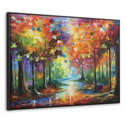 LEINWAND Bilder mit Rahmen - Landschaft - Wald - Farben - Natur - 80x60