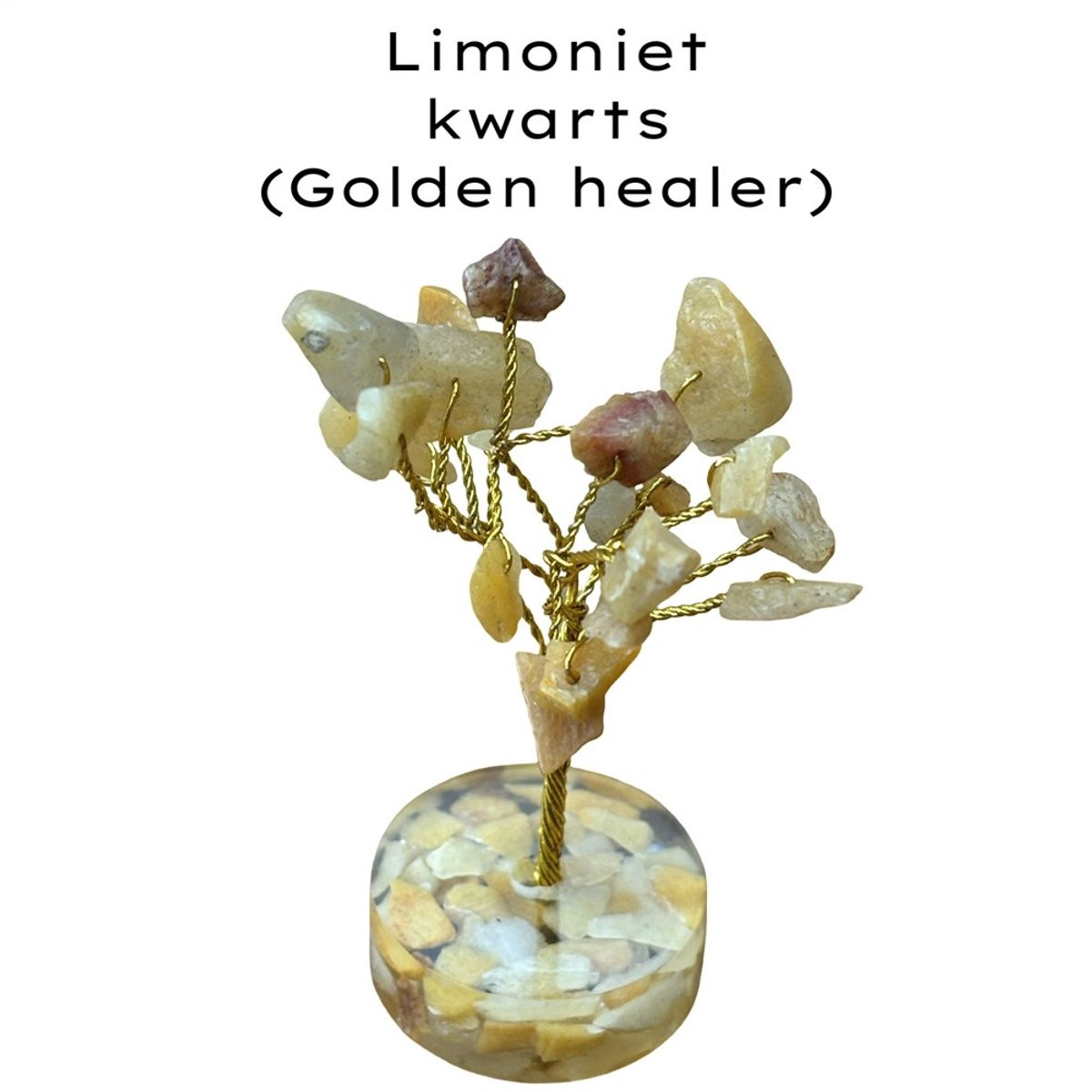 Limoniet Kwarts Golden Healer Edelsteenboompje voor op tafel