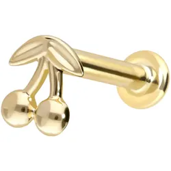 14 Karat Gold Labret mit Push Fit KIRSCHEN